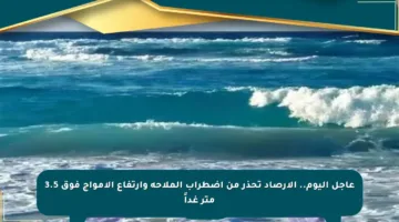 عاجل اليوم.. الأرصاد تحذر من اضطراب الملاحة وارتفاع الأمواج فوق 3.5 متر غداً
